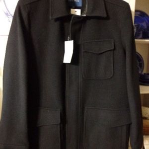 Topper Coat M's M NWT Cole Haan Italian Wool Black